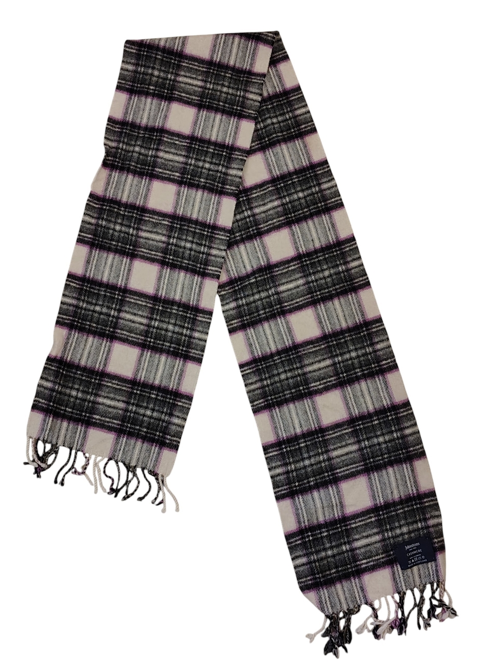 Johnstons 100% Cashmere Plaid Made In Scotland Scarf 66" x 9"